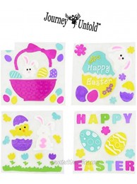 Happy Easter Bonus POG Roza Clip Egg Eggs Decorating Kids Toddlers Gift Children Girls Boys Window Gel Sticker Clings Set of 4