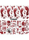 Hopeak 8 Sheets Bloody Handprint and Footprint Halloween Window Sticker Self-Adhesive Good for Your Home and Party Window Floor and Wall Decoration