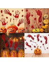 Hopeak 8 Sheets Bloody Handprint and Footprint Halloween Window Sticker Self-Adhesive Good for Your Home and Party Window Floor and Wall Decoration
