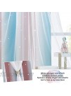 NICETOWN Kids Curtains Nursery Decor for Girls Tulle x Blackout Star Cutouts Curtains Free Tie-Backs Cute Window Drapes for Nursery Baby Bedroom Pink & Blue Pack of 2 Total is 104-inch Wide