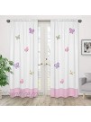Pink and Purple Butterfly Window Treatment Panel Set of 2