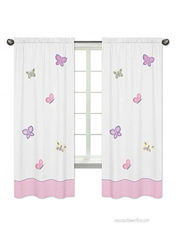 Pink and Purple Butterfly Window Treatment Panel Set of 2