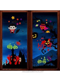 SHENGXUN Halloween Decoration 6 Pieces of 3D Gel Window Stickers 85 Pieces Containing Spiders Scary Red Footprints Bats Vampires Pumpkins and HELP etc. Suitable for Halloween Party Decorations.