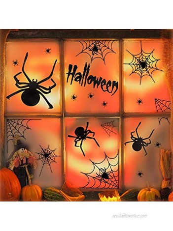 UNEEDE Halloween Decoration Spider Stickers Halloween Spider and Webs Wall Decals Vinyl Window Clings Set Halloween Eve Decor for Kids Rooms Classrooms Bedroom Halloween Party