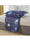 3 Pcs Lightweight Space Quilts Full Queen Size Kids Moon Star Galaxy Bedding Spaceship UFO Boys Bedspread Summer Constellation Coverlet Bed Cover Set for Teens