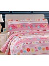 3-Piece Girls Floral Quilt Set Twin with Shams Flowers Birds Dot Stripe Soft Lightweight Breathable Quilted Bedspread Coverlet Bedding Set for All Seasons Pink Flower Twin