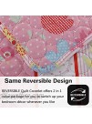 3-Piece Girls Floral Quilt Set Twin with Shams Flowers Birds Dot Stripe Soft Lightweight Breathable Quilted Bedspread Coverlet Bedding Set for All Seasons Pink Flower Twin