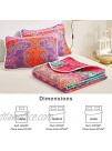FlySheep 2-Piece Colorful Boho Twin Quilt Set for Kids Bohemian Pink n Blue Striped Summer Lightweight Bedspread Coverlet Brushed Microfiber for All Season 68x86 inches