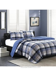 Ink+Ivy Maddox Twin Size Teen Boys Quilt Bedding Set Navy Black  Plaid – 2 Piece Boys Bedding Quilt Coverlets – 100% Cotton Yarn And Cotton Percale Bed Quilts Quilted Coverlet