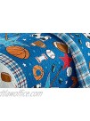 Kids Zone Collection Bedspread Coverlet Kids Teens Sports Soccer Ball Baseball Hockey Stick Football Champion Stars Blue White Red Orange Black Brown New # Sport Two Twin