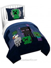 Minecraft Bad Night Twin Quilt & Sham Set Super Soft Kids Bedding Features Creeper & Enderman Fade Resistant Microfiber Official Minecraft Product