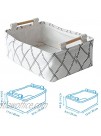 2 Pcs Fabric Storage Basket Decorative Storage Basket with Wooden Handles Toys Storage Organizer Bin for Diapers Books Sundries etc. Suitable for Bedroom Living Room Balcony
