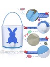 6 Pieces Easter Bunny Basket Bags Fluffy Tails Printed Rabbit Toys Bucket Totes for Kids Canvas Carrying and Eggs Hunt Bags