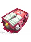 Bacati Elephants Girls Nursery Fabric Storage Caddy with Handles Pink Grey