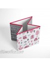 Bacati Owls Girls Cotton Storage Box Small Pink Grey