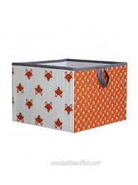 Bacati Playful Foxs Storage Box Orange Grey Large