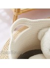 Caozichun Cotton Rope Storage Basket Woven Basket with Handles Blanket Basket in Living Room for Toys and Clothes Laundry Basket Storage White and Grey 15 × 12 × 16 inch