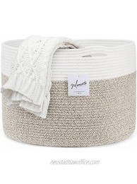 Cotton Rope Storage Basket Extra Large Woven Basket with Handles for Living Room Big Organizer for Throw Blankets Pillows Laundry Towels Nursery Toy Bin for Baby & Kids 20" x 20" x 13" Live Momento