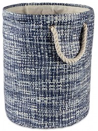 DII Woven Paper Storage Basket Collapsible and Convenient Medium Round Nautical Blue