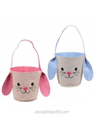 Easter Canvas Baskets. A Clever & Kids` Safe Alternative to Wooden or Plastic Baskets to Avoid Risk of Scratches Injuries Chewing Wood or Plastic Baskets. Kids Will Love It 1 Pink 1 Blue