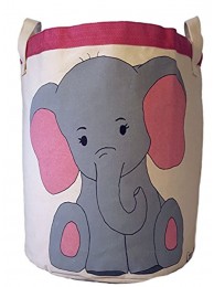 Elephant Canvas Toy Storage Bin Nursery Decor Home Organization Small Laundry Hamper