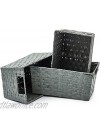 EZOWare 3pcs Weaving Storage Baskets Multipurpose Organizer Bins Boxes with Handles for Shelf Bathroom Pantry Accessories Paper Rope Gray