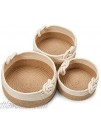 EZOWare Set of 3 Nursery Round Cotton Rope Knit Small Baskets Woven Storage Organizer Bins for Storing Kids Baby Closets Room Decor Toys Towels Keys Snack Beige and Brown