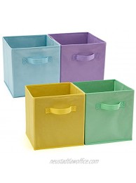 EZOWare Set of 4 Foldable Fabric Basket Bins Collapsible Storage Organizer Cube 10.5 x 10.5 x 11 inch for Nursery Playroom Kids Living Room Assorted Color