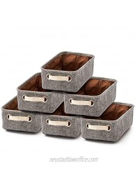 EZOWare Small Storage Bins Baskets Pack of 6 Foldable Drawer Dresser Desktop Organizer Cubes Set with Handles -12 x 7 x 4 inch Dark Gray