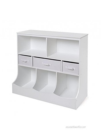 Freestanding Combo Shelf Cubby Bin Storage Organizer Unit with 3 Baskets