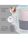 FURNISHOP Extra Large Basket for Blankets in Living Room Nursery Cotton Rope Storage Basket for Baby Toys Pillows 18 x 16 Tall Woven Rope Laundry Basket with Handles