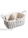 LUFOFOX Cotton Woven Storage Baskets with Dual Rope Handles for Clothes Storage Durable Nursery Bins3 Pack,Cream White