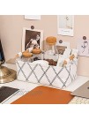 LUFOFOX Decorative Collapsible Rectangular Fabric Storage Bin Organizer Basket with Wooden Handles for Clothes Storage 11"×7.1"×3.9" White