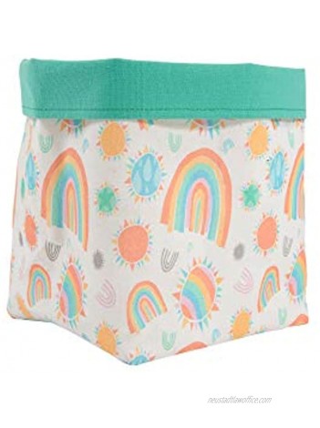 Pavilion Gift Company Sunshine and Rainbows 8 Inch Canvas Baby Clothes Toys Storage Basket