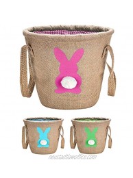 Personalized Easter Bunny Basket,Jute Cloth Tote Bag Carrying Eggs for Easter,Easter BucketPink