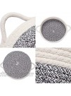 Sea Team 2-Pack Cotton Rope Baskets 10 x 3 Inches Small Woven Storage Basket Fabric Tray Bowl Round Open Dish for Fruits Jewelry Keys Sewing Kits Mottled Grey & White