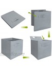 Set of 6 Basket Bins- EZOWare Collapsible Storage Organizer Boxes Cube For Nursery Home Gray