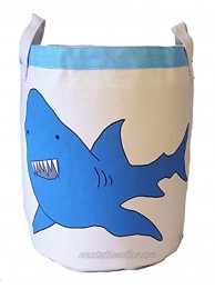 Shark Canvas Toy Storage Bin Nursery Decor Home Organization Small Laundry Hamper Beach Bag