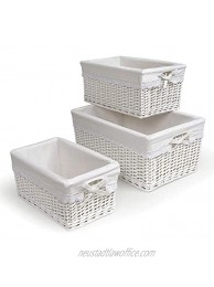 Three Nesting Wicker Nursery Baskets with Fabric Liners