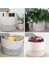 Turnextte 2pc XXXLarge Cotton Rope Basket for Storage 22''x 14'' Rope Basket for Blankets with Small Basket Laundry Basket Large Woven Basket for Living Room Blanket Basket Towel Basket Toy Basket Black Basket