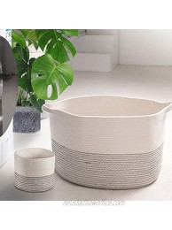 Turnextte 2pc XXXLarge Cotton Rope Basket for Storage 22''x 14'' Rope Basket for Blankets with Small Basket Laundry Basket Large Woven Basket for Living Room Blanket Basket Towel Basket Toy Basket Black Basket
