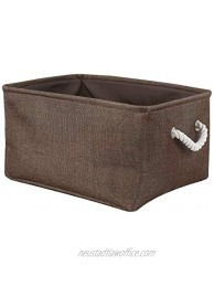 uxcell Fabric Storage Basket with Dual Handles Collapsible Storage Bins for Toys Laundry Clothes Storage Home Organizer for Bedroom Office Closet Chocolate Color Small