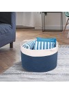 Zilink Large Woven Cotton Rope Basket for Storage 21.7" x 13.8" Decorative Blanket Basket for Living Room with Handles for Blankets Toys Pillow Organizer White & Blue