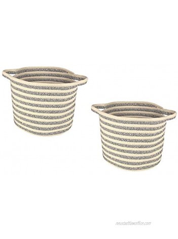 ZP Home Goods Cotton Rope Basket Set of 2 for Kitchen Bathroom Laundry Nursery Craft pet Kids Living Room Closet mud Room Gift and Storage Grey