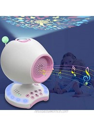 White Noise Sound Machine Portable Crib Toy Sleep Therapy Soother for Baby Kid Infant 20 Soothing Lullaby Ceiling Projection Night Light Auto-Off Timer Headphone Jack Music Sound Spa Bedroom Decor