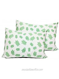 2 Toddler or Travel Pillowcases in Organic Cotton to Fit 13 x 18 and 14 x 19 Pillow Turtle Print Green