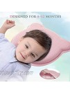AtBabyHome Infant Baby Pillow for Newborn Head Shaping Pillows for Flat Head Prevention Memory Foam 100% Modal Cotton Cover 0-12 Months Pink Washable
