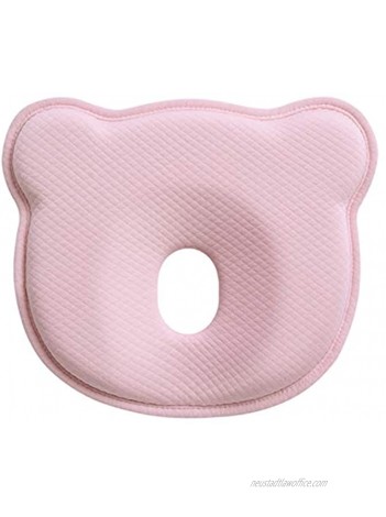 AtBabyHome Infant Baby Pillow for Newborn Head Shaping Pillows for Flat Head Prevention Memory Foam 100% Modal Cotton Cover 0-12 Months Pink Washable
