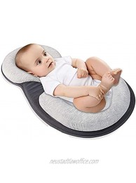 Baby Pillow Infant Newborn Anti Rollover Mattress Pillow for 0 12 Months Baby Sleep Positioning Grey