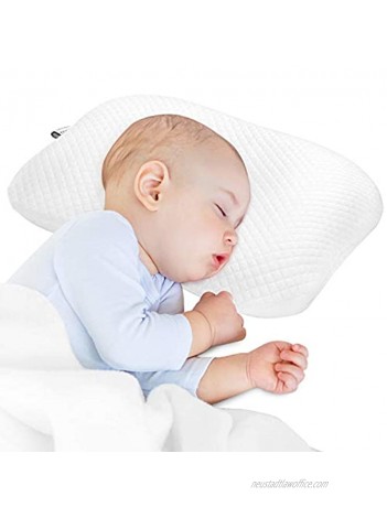 BAMMAX Newborn Pillow Baby Newborn Pillow Flat Head Infant Sleeping Pillow Soft Breathable Memory Foam Baby Head Shaping Pillow Prevent Infant Flat Head Symptom Head Support for Baby 0-12 Months